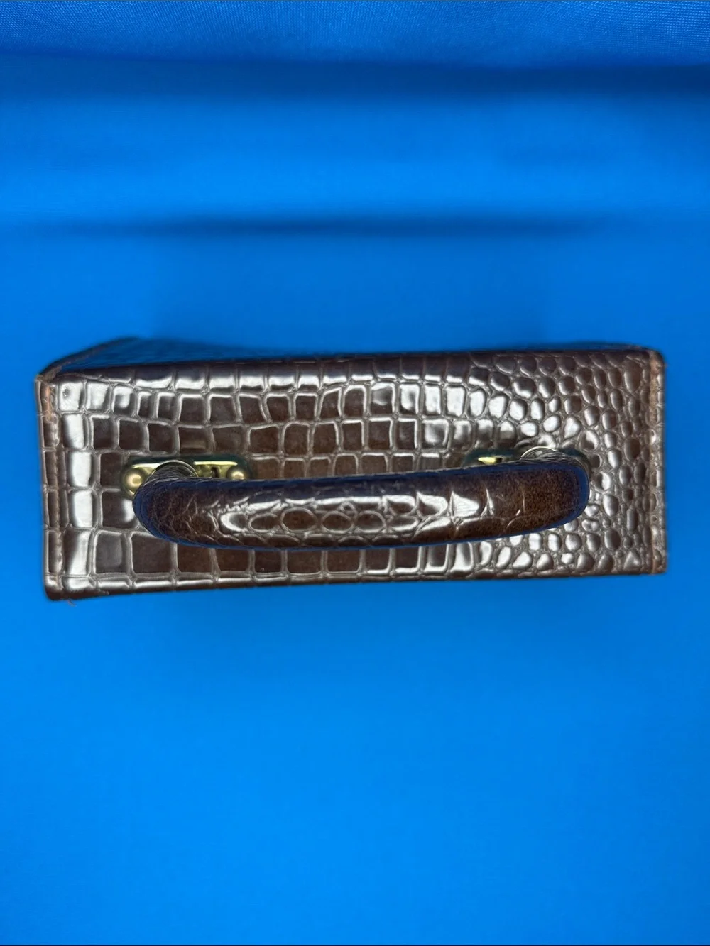 VINTAGE JACLYN USA CROCODILE ALLIGATOR TYPE TOP HANDLE BOX HANDBAG 1960'S 1970'S